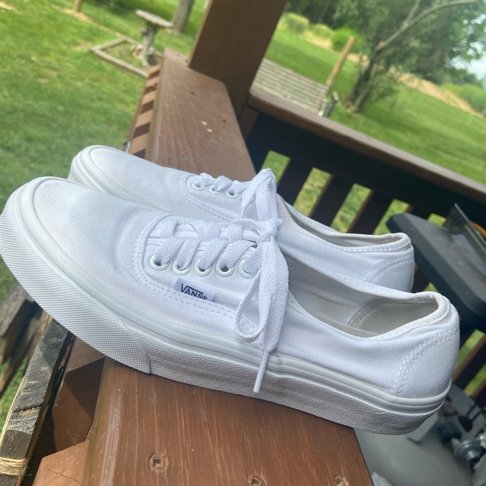 White lace up vans